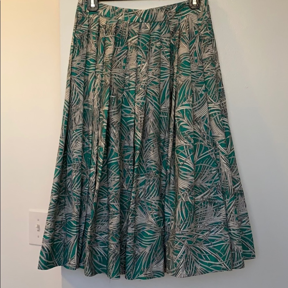Pleated palm midi skirt